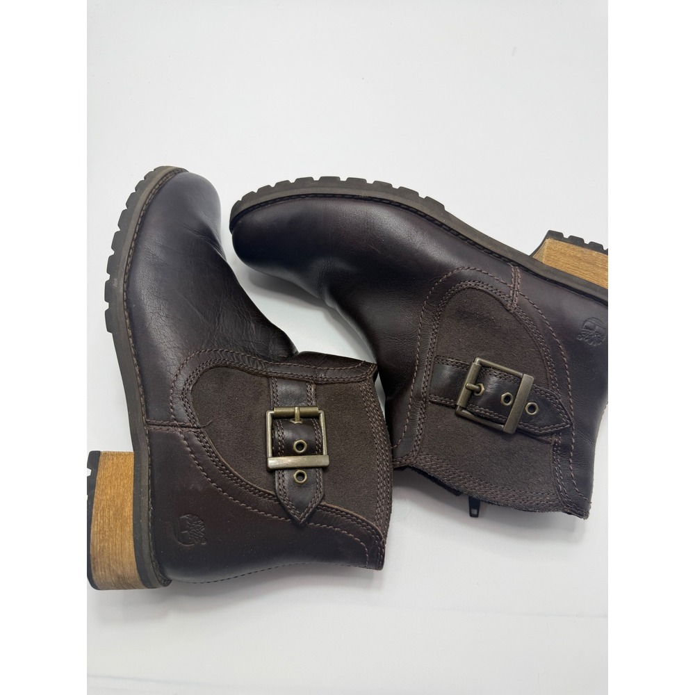 Timberland Earthkeepers Brown Leather Suede Buckle Ankle Boots 8329A Womens 6 - Picture 3 of 7